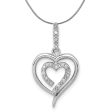 1 10 Carat Diamond Heart in Heart Pendant in Sterling Silver Necklace Online Sale