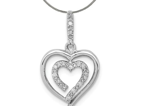 1 10 Carat Diamond Heart in Heart Pendant in Sterling Silver Necklace Online Sale