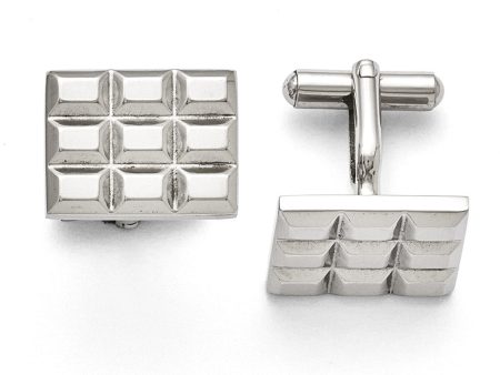 Men s Stainless Steel Rectangular Pyramid Cuff Links Supply