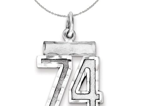 Sterling Silver, Varsity Collection, Small D C Number 74 Necklace on Sale