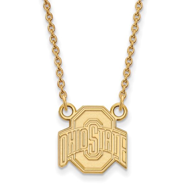 14k Gold Plated Silver Ohio State Small Logo Pendant Necklace Cheap