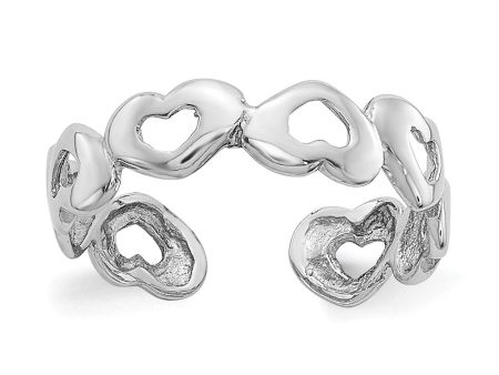 Bands of Hearts Toe Ring in 14 Karat White Gold For Sale