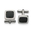 Men s Stainless Steel and Black Carbon Fiber Convex Cuff Links For Discount