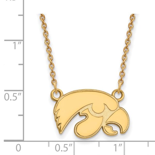 14k Gold Plated Silver U of Iowa Small Hawkeye Pendant Necklace Online Hot Sale