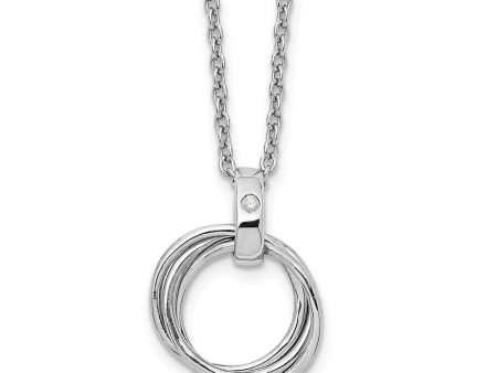 Triple Ring Diamond Necklace in Rhodium Plated Silver, 18-20 Inch Cheap