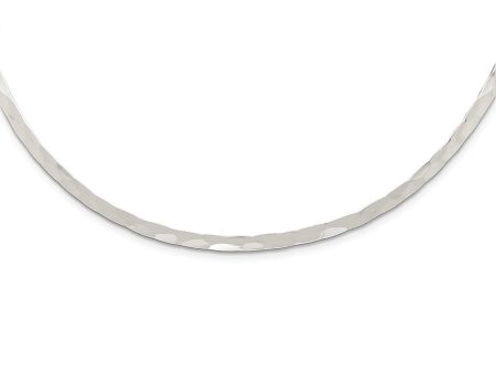 3.5mm Sterling Silver Hammered Slip On Neck Collar, 14 Inch Online