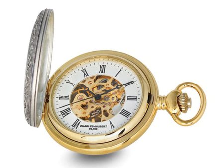 Charles Hubert 2-tone Crown & Shield Skeleton Dial Pocket Watch Supply