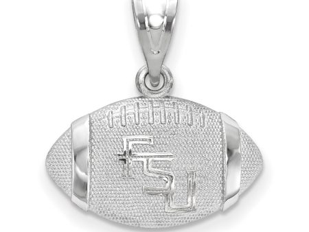 Sterling Silver Florida State 3D Football w Logo Pendant Discount