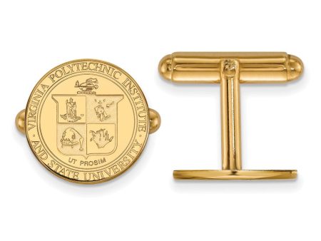 14k Gold Plated Silver Virginia Tech Crest Cuff Links For Discount