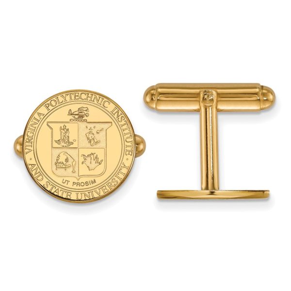 14k Gold Plated Silver Virginia Tech Crest Cuff Links For Discount