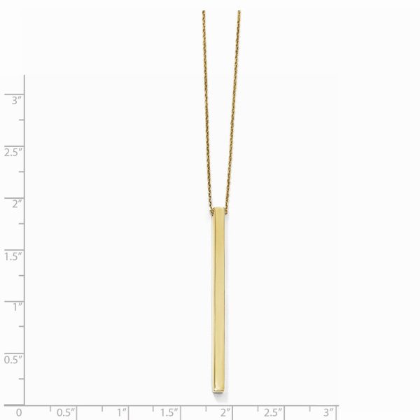 14k Yellow Gold Polished 3mm Vertical Bar Necklace, 16-18 Inch Online Sale