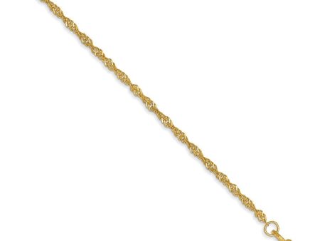 1.4mm, 14k Yellow Gold, Singapore Chain Bracelet, 7 Inch on Sale