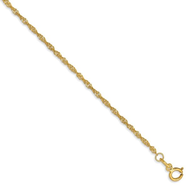 1.4mm, 14k Yellow Gold, Singapore Chain Bracelet, 7 Inch on Sale