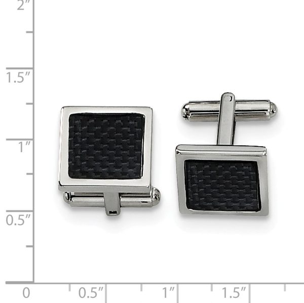 Men s Stainless Steel and Carbon Fiber Square Cuff Links, 16mm Sale