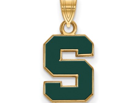 14k Gold Plated Silver Michigan State Small Enamel  S  Pendant on Sale