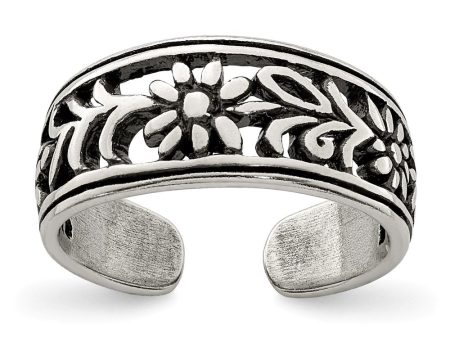 Framed Flower Toe Ring in Sterling Silver Cheap