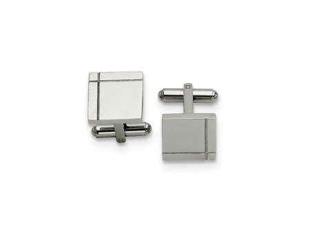 Men s Stainless Steel 15mm Engravable Grooved Edge Cuff Links Fashion