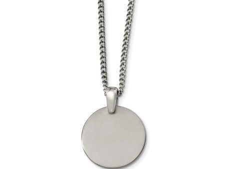 Titanium Brushed Disk Necklace 22 Inch Online Sale