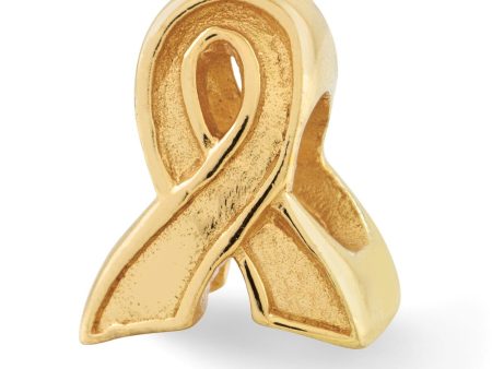 Awareness Ribbon Bead Charm in 14k Yellow Gold Plated Sterling Silver Cheap