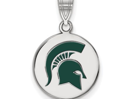 Sterling Silver Michigan State Medium Enamel Logo Disc Pendant Online Sale