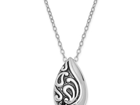 Antiqued Sterling Silver Teardrop Ash Holder Necklace, 18 Inch Online Sale