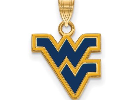 14k Gold Plated Silver West Virginia U. Small Enamel Logo Pendant For Discount