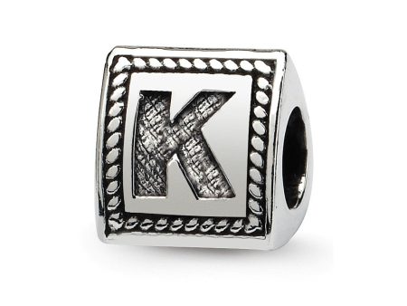 Triangle Block, Letter K Sterling Silver Bead Charm Online Sale