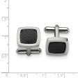 Men s Stainless Steel and Black Carbon Fiber Convex Cuff Links For Discount