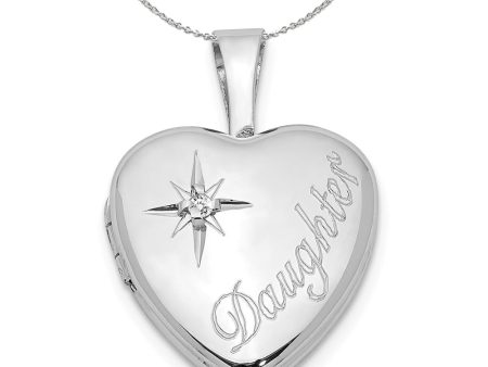 12mm Daughter Diamond Heart Locket in Sterling Silver Necklace Online