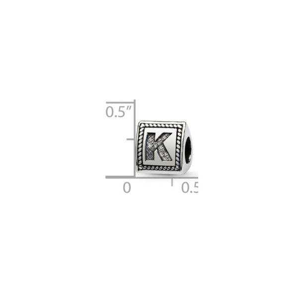 Triangle Block, Letter K Sterling Silver Bead Charm Online Sale