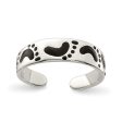 Black Enameled Footprints Toe Ring in Sterling Silver Hot on Sale