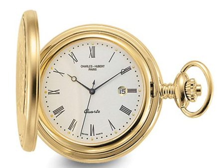 Charles Hubert Gold Finish Off-White Dial with Date Pocket Watch Cheap