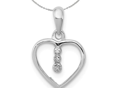 Three Stone .01 Ctw Diamond 10mm Sterling Silver Heart Necklace Online