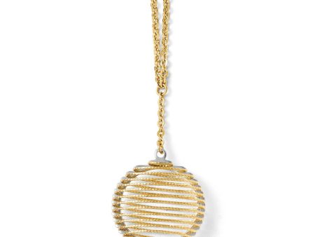 14k Two Tone Gold Italian 20mm Wire Wrapped Necklace, 18 Inch For Cheap