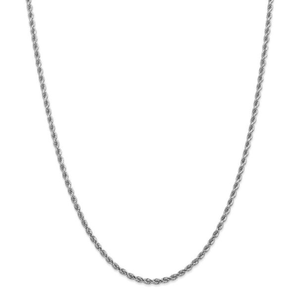 2.75mm, 14k White Gold, Diamond Cut Solid Rope Chain Necklace Cheap