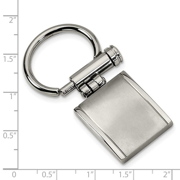 Men s Stainless Steel Brushed and Polished Rectangular Key Chain For Discount