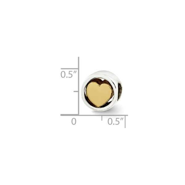 9mm 14k Gold-plated Heart Sterling Silver Cylinder Bead Charm Discount