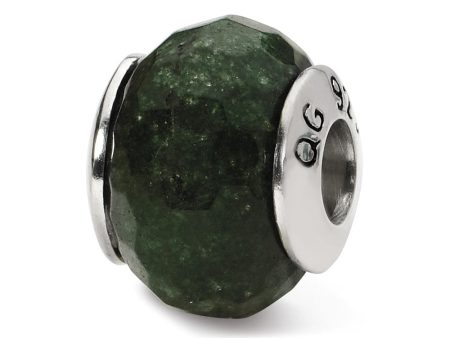 Dark Green Quartz Stone & Sterling Silver Bead Charm, 13mm For Discount