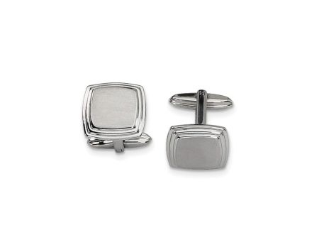 Men s Stainless Steel Brushed & Polished Square Step Edge Cuff Links Discount