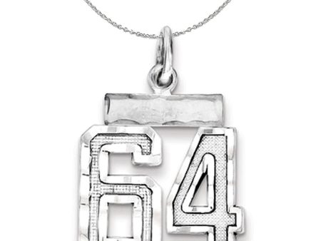 Sterling Silver, Varsity Collection, Small D C Number 64 Necklace Hot on Sale