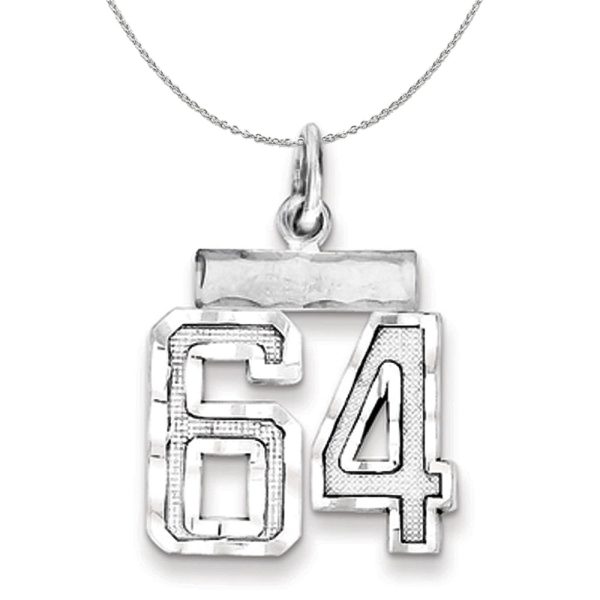 Sterling Silver, Varsity Collection, Small D C Number 64 Necklace Hot on Sale