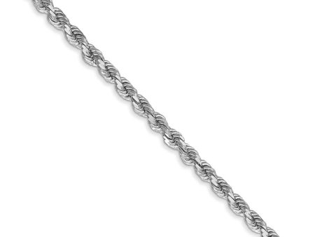 2.75mm, 14k White Gold, Diamond Cut Solid Rope Chain Necklace Cheap