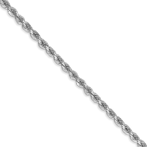 2.75mm, 14k White Gold, Diamond Cut Solid Rope Chain Necklace Cheap