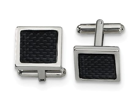 Men s Stainless Steel and Carbon Fiber Square Cuff Links, 16mm Sale