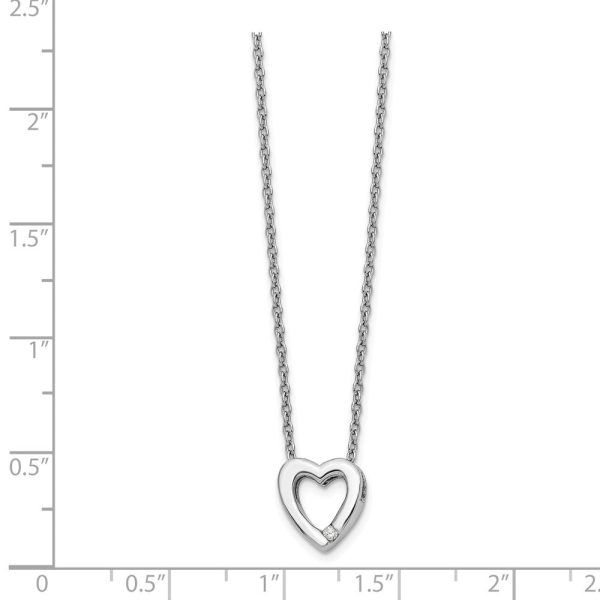 12mm Diamond Open Heart Necklace in Rhodium Plated Silver, 18-20 Inch Online Hot Sale