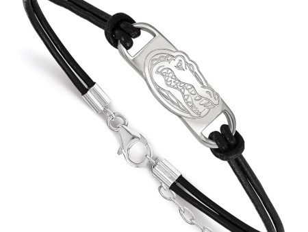 Sterling Silver Univ. of Florida Small Leather Bracelet, 7 Inch on Sale