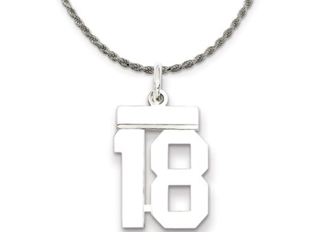 Sterling Silver Athletic Lg Polished Number 18 Necklace on Sale