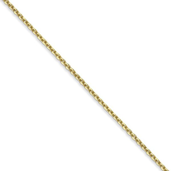 1.3mm, 10k Yellow Gold, Diamond Cut Cable Chain Necklace For Cheap