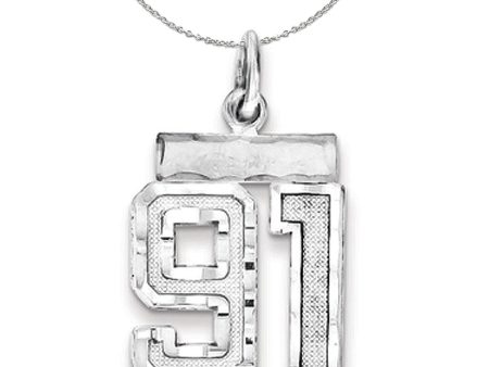 Sterling Silver, Varsity Collection, Small D C Number 91 Necklace Online Hot Sale